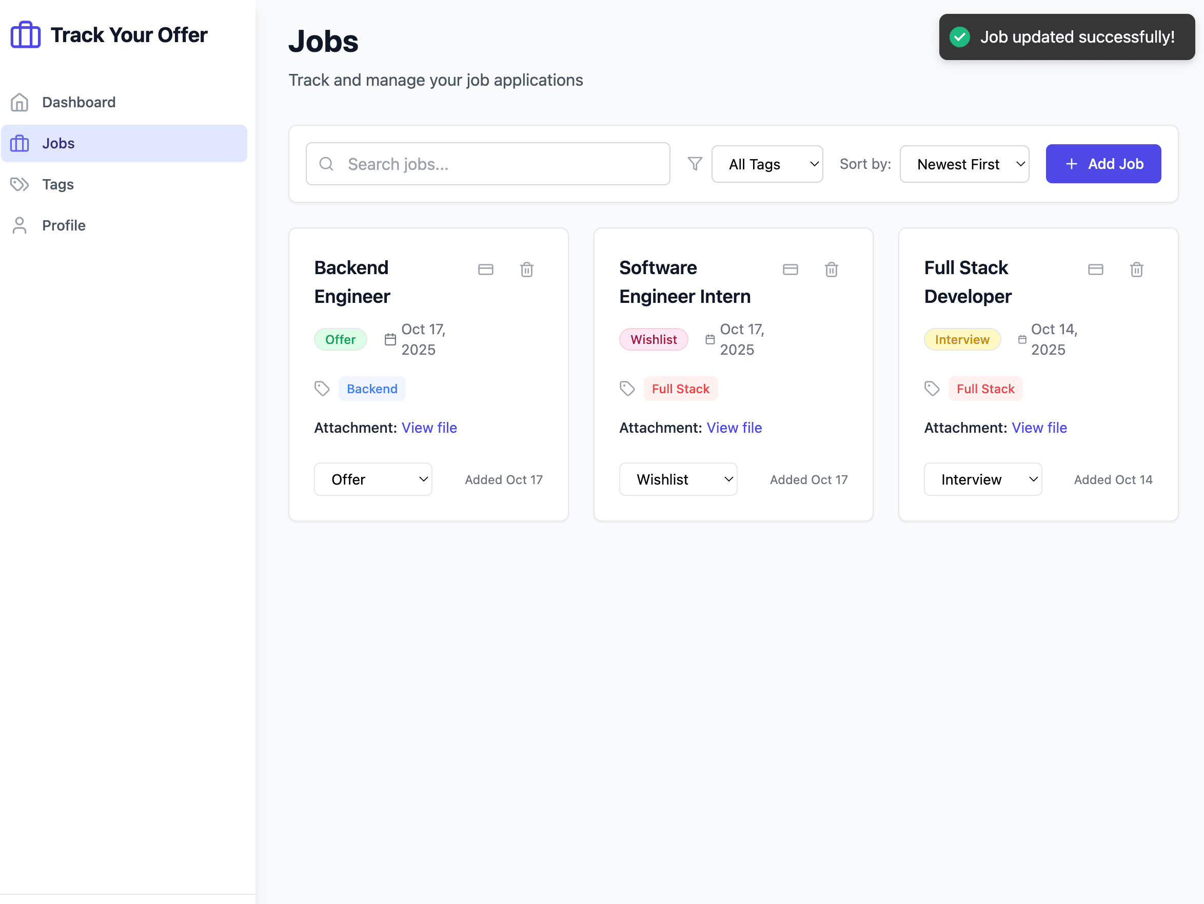 Track Your Offer - Application Tracking Platform